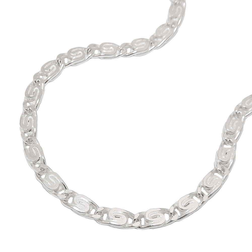 Kette S-Panzerkette flach diamantiert aus 925er Silber, 3,2 mm