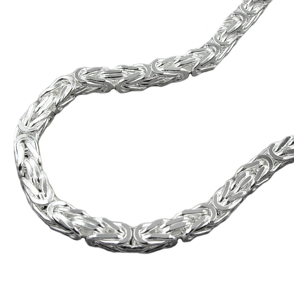 Kette Königskette vierkant glänzend aus 925er Silber, 4 × 4 mm