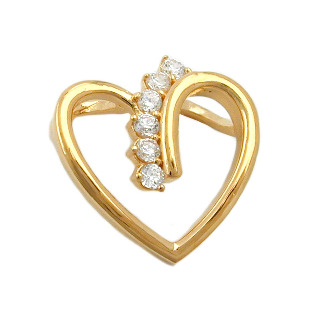 Doublé-Anhänger Herz mit Zirkonia, 12 × 13 mm