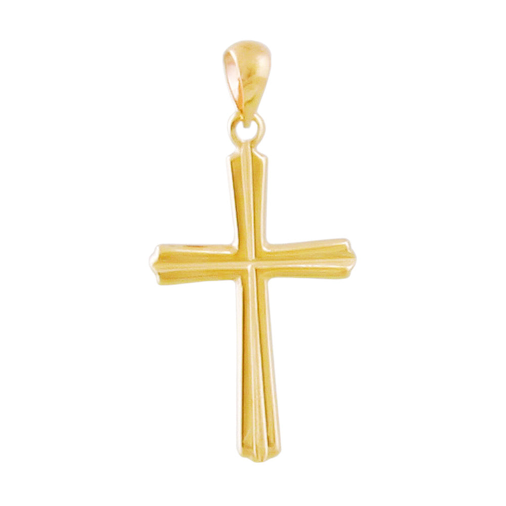Anhänger Kreuz mit Rille in Kreuzbalken aus 375er Gold, 25 × 15 mm