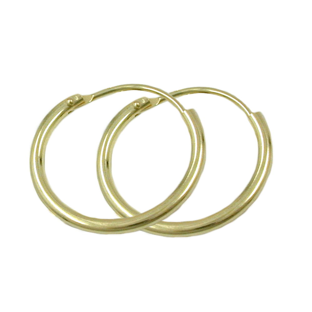 Creole Drahtcreole Steckverschluss glänzend aus 375er Gold, 15 × 1,1 mm