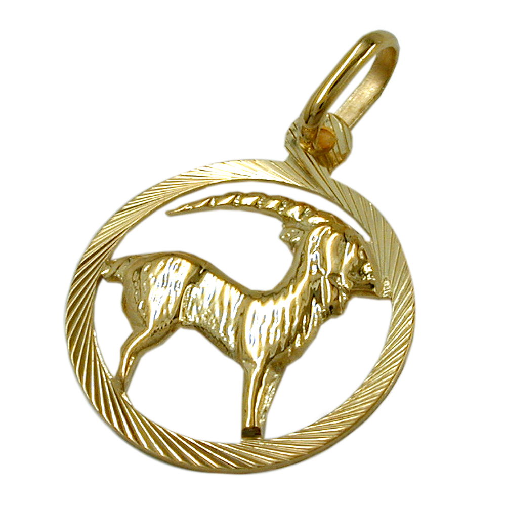 Anhänger Sternzeichen Steinbock aus 375er Gold, 15 mm