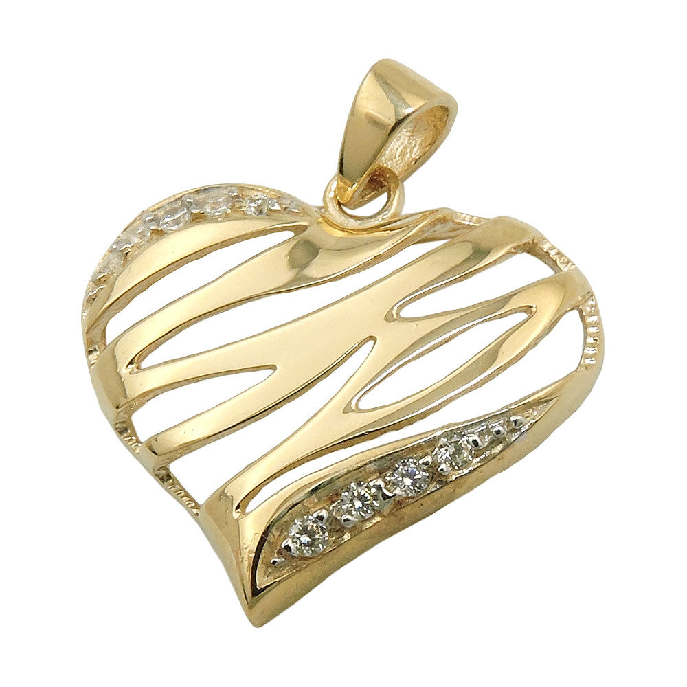 Anhänger Herz glänzend mit 9 Zirkonia aus 375er Gold, 17 × 20 mm
