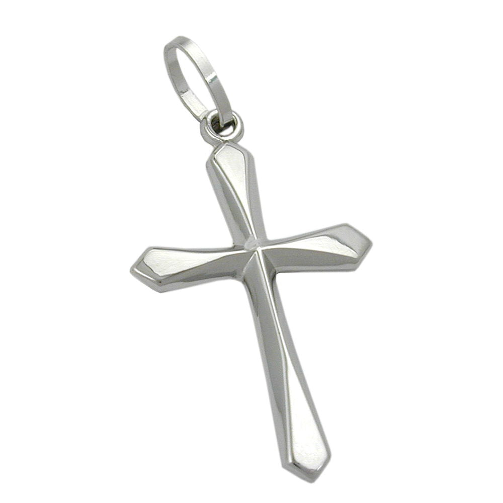 Anhänger Kreuz glänzend aus 375er Weißgold, 23 × 14 mm