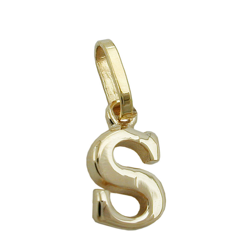 Anhänger Buchstabe S glänzend aus 375er Gold, 8 × 5 mm
