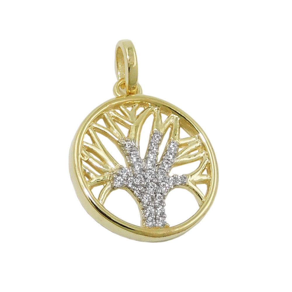 Anhänger Baum des Lebens mit Zirkonia aus 375er Gold, 15 mm