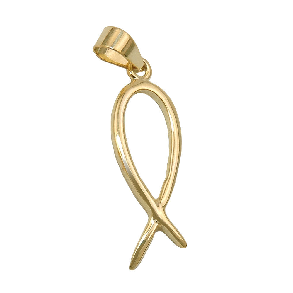 Anhänger religiöses Symbol Jesus-Fisch glänzend aus 375er Gold, 20 × 7 mm