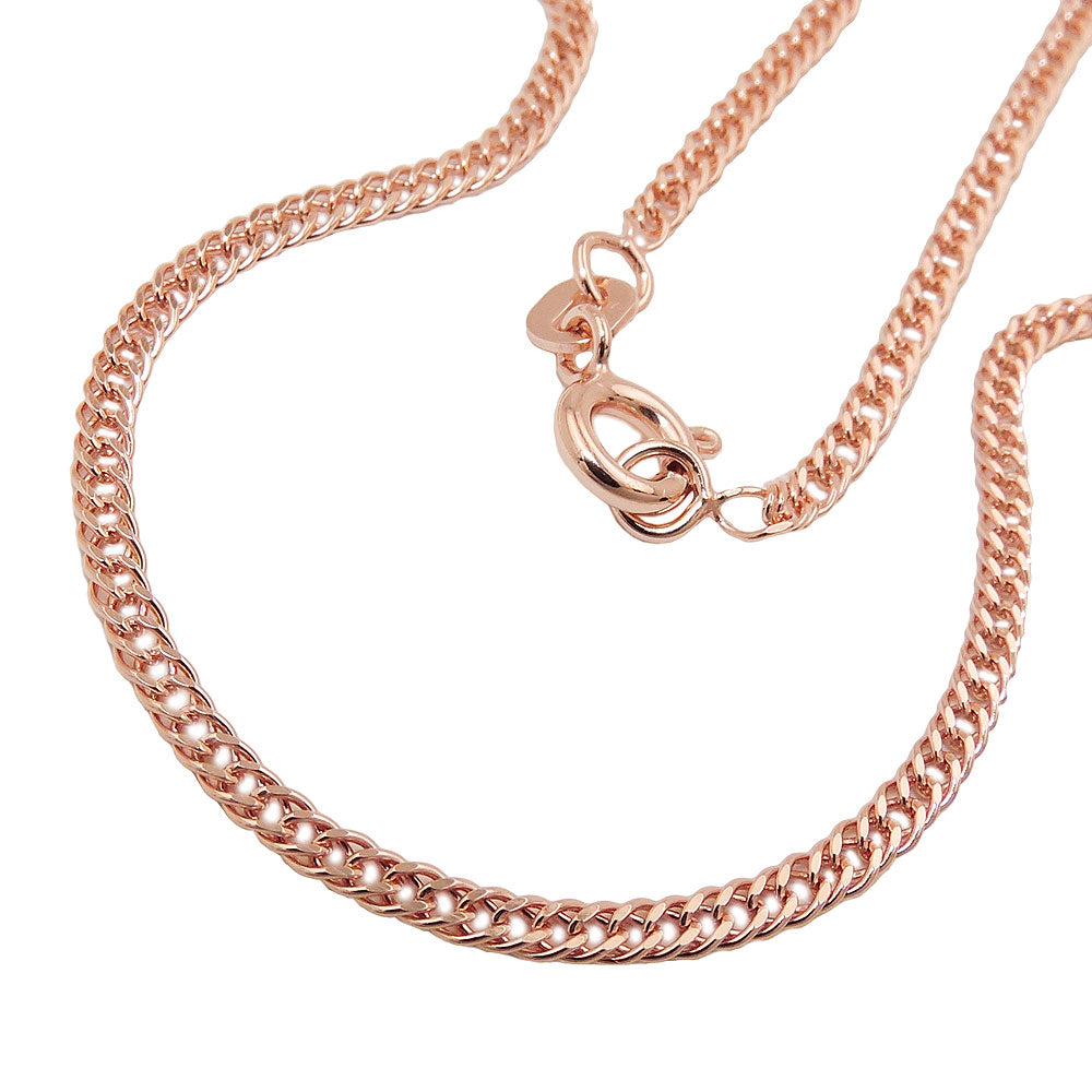 Kette Doppelrhombus Zwillingspanzer aus 375er Rotgold, 2 mm