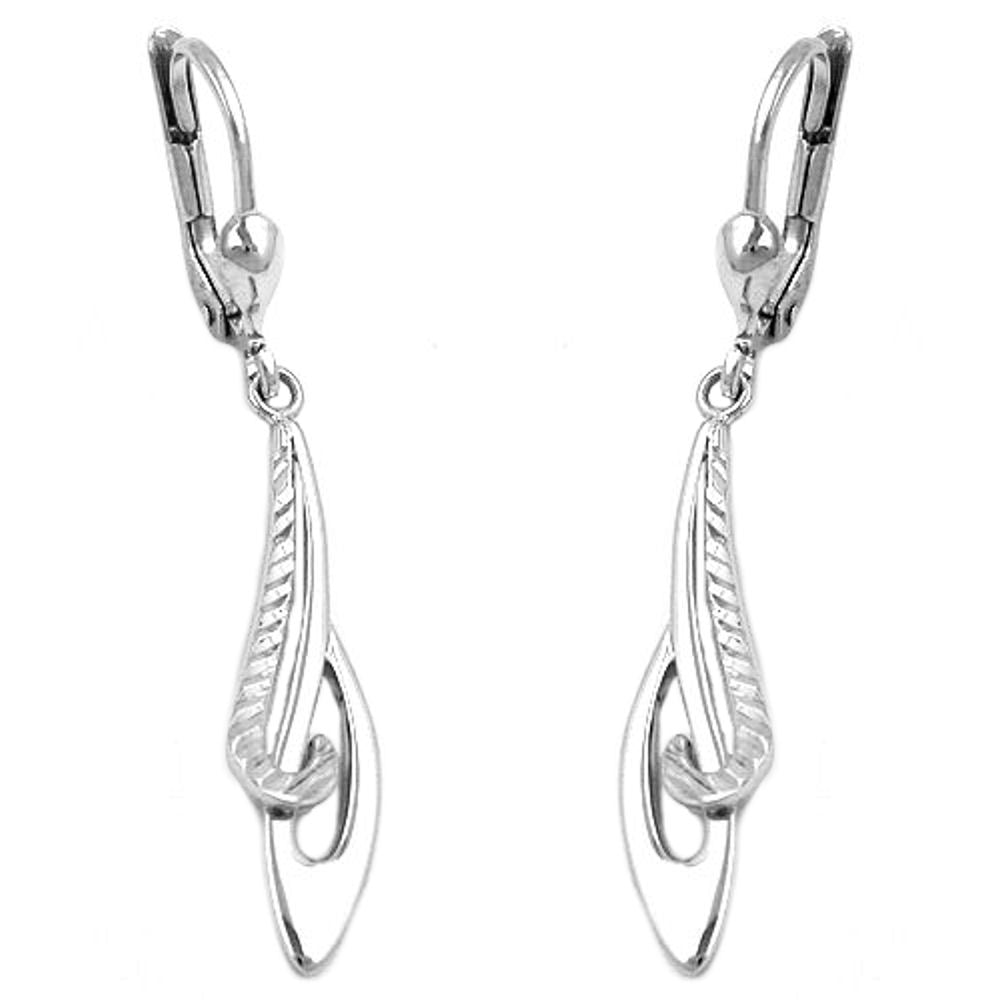 Ohrbrisur Ohrhänger Ohrringe gemustert rhodiniert aus 925er Silber, 42 × 7 mm