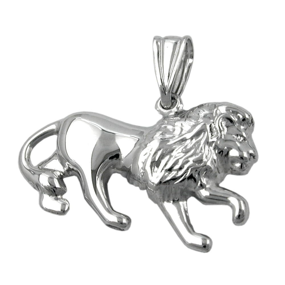 Anhänger Löwe glänzend rhodiniert aus 925er Silber, 15 × 23 mm