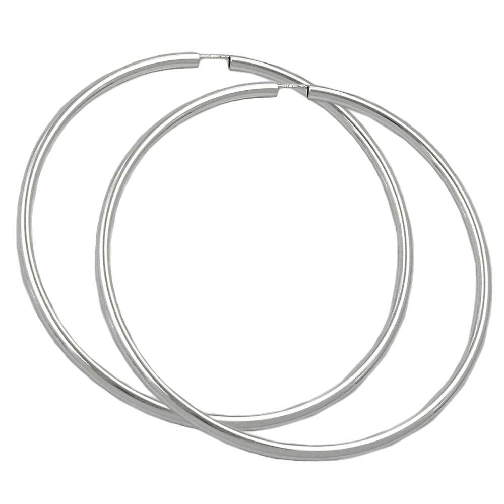 Creolen Drahtcreole mit Steckverschluss glänzend aus 925er Silber, 70 mm