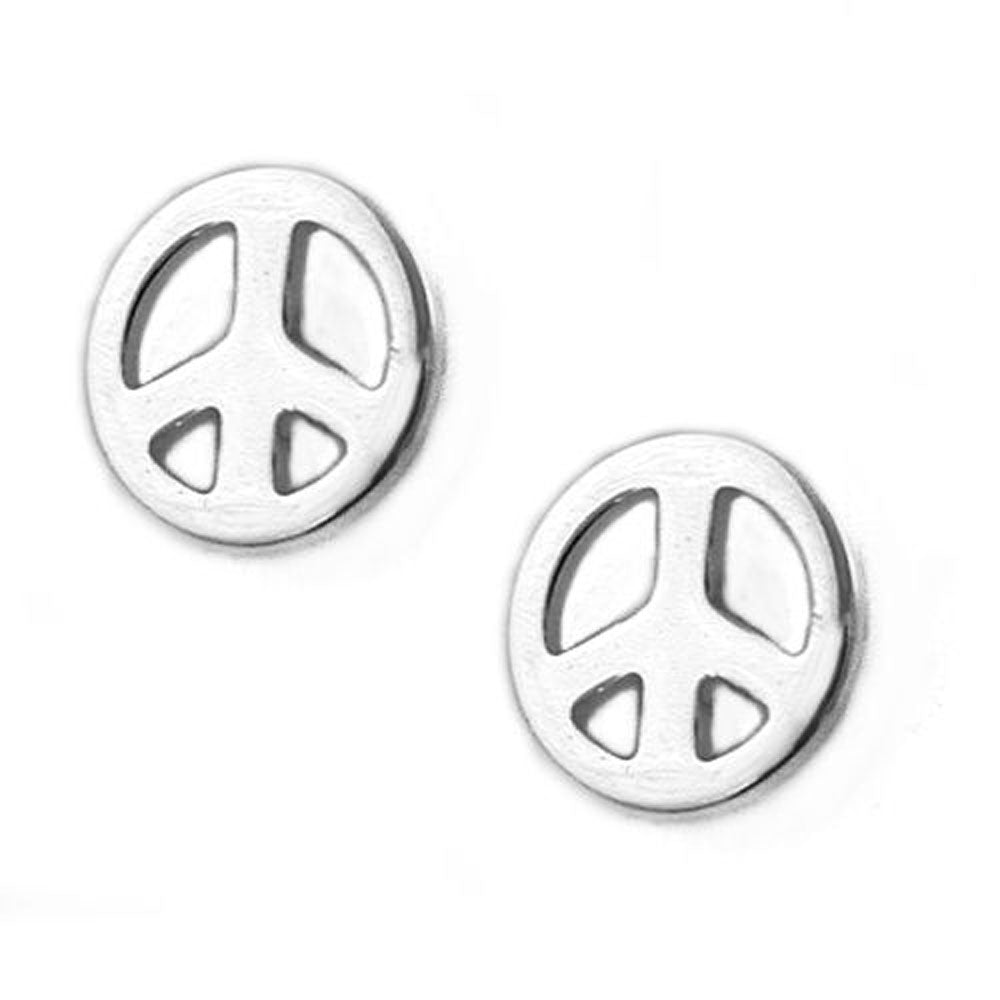 Ohrstecker Peace/Friedens-Symbol aus 925er Silber, 4,5 mm