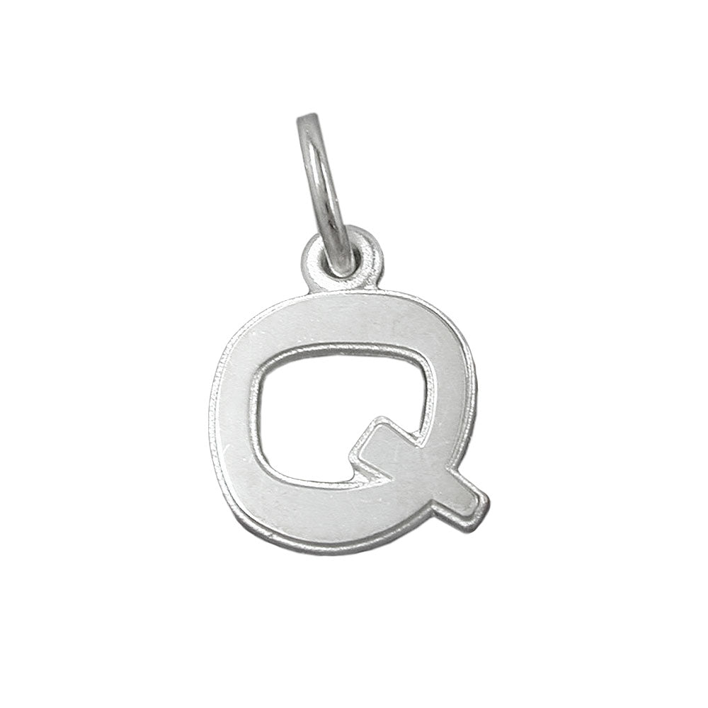 Anhänger Buchstabe Q mit Rand aus 925er Silber, 12 × 10 mm