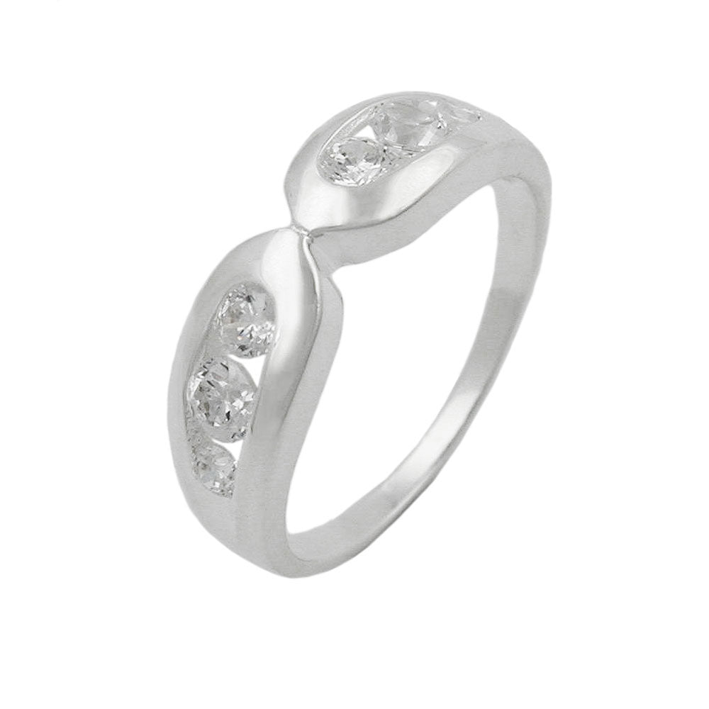 Ring mit 6 Zirkonia glänzend aus 925er Silber, 6 mm