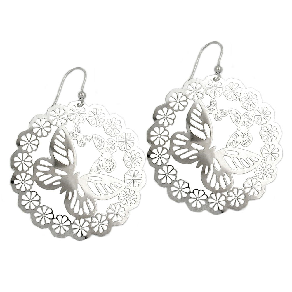 Ohrringe Ohrhaken Schmetterling aus 925er Silber, 65 × 50 mm