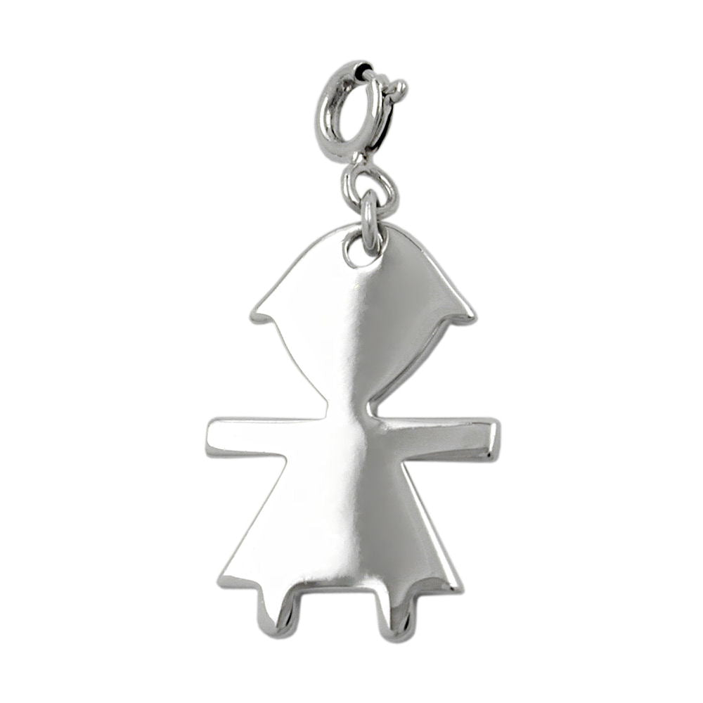 Anhänger Charm Mädchen glänzend rhodiniert aus 925er Silber, 20 × 14 mm