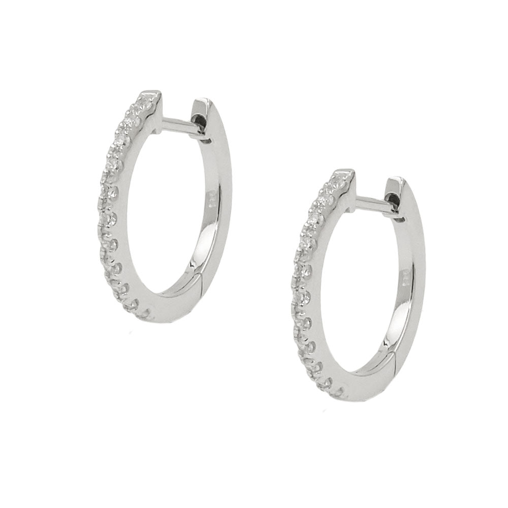 Creolen Klappscharnier Zirkonia rhodiniert aus 925er Silber, 17 × 2 mm