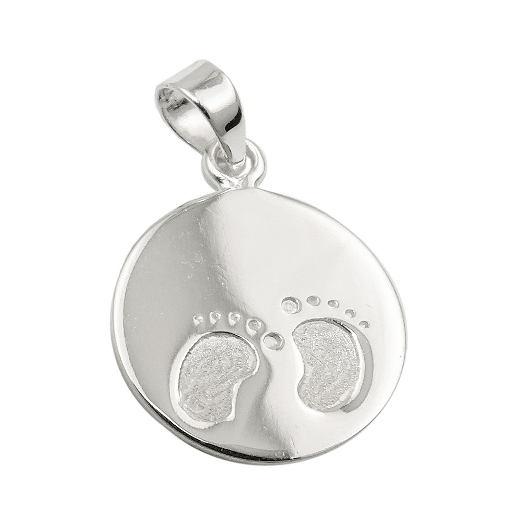 Anhänger kleine Füße glänzend aus 925er Silber, 13 mm