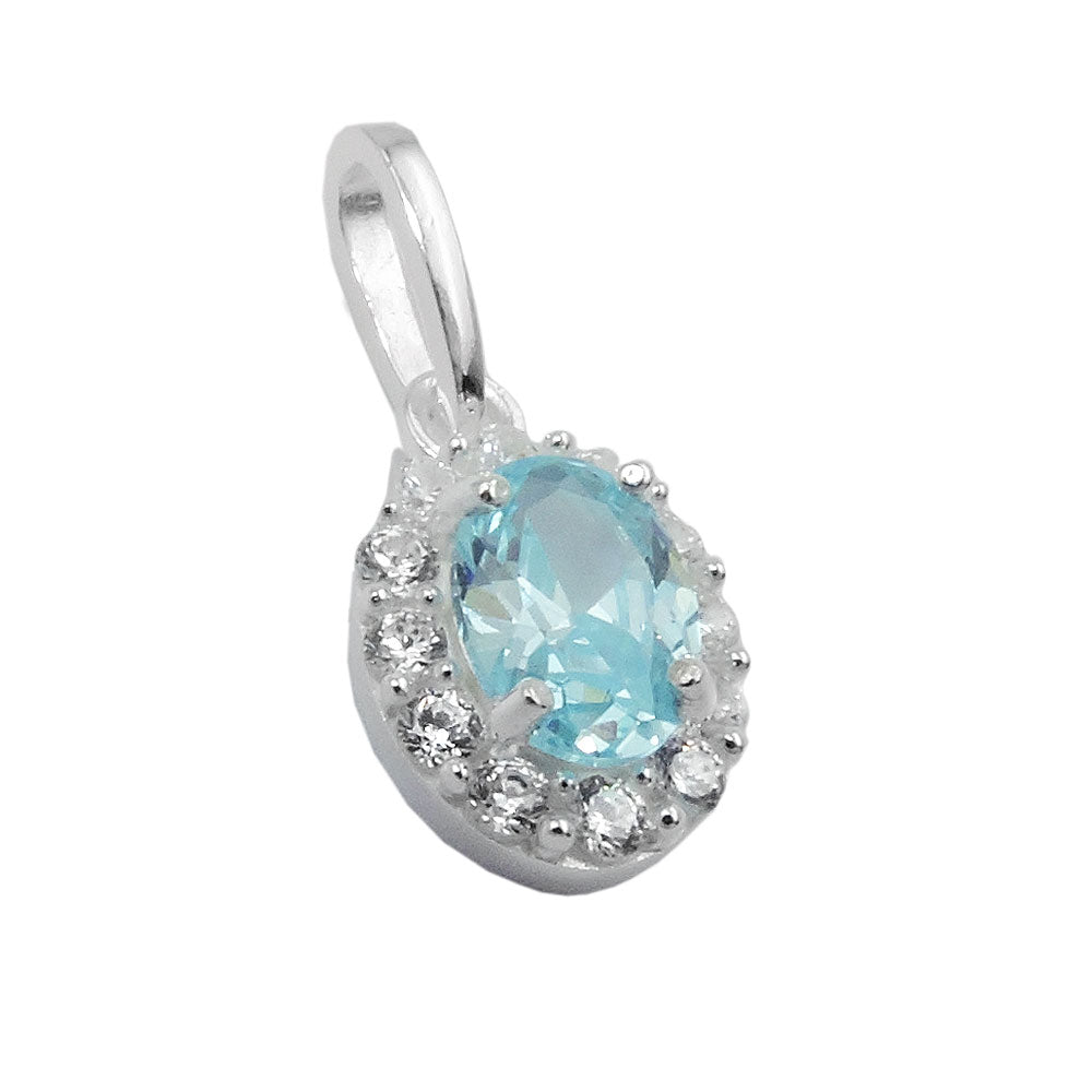 Anhänger Zirkonia weiß und hellblau aus 925er Silber, 10 × 8 mm