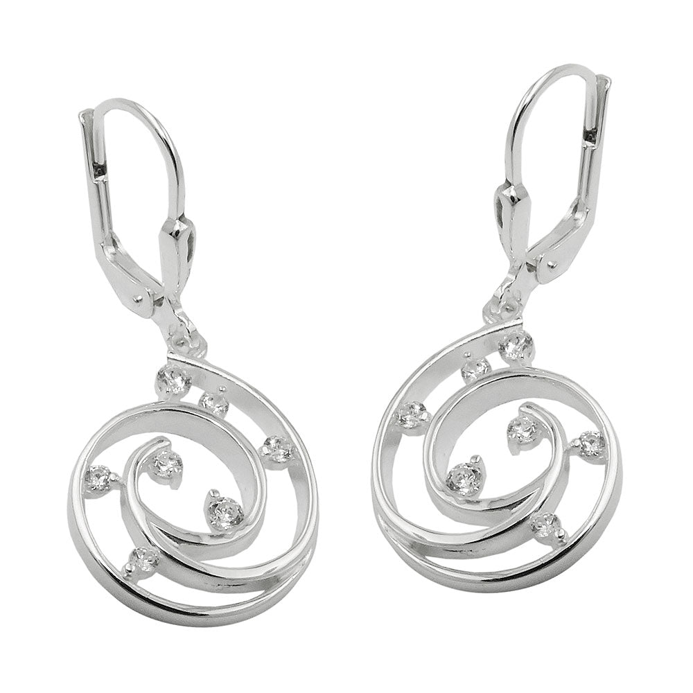 Ohrringe Brisur Spirale mit Zirkonia aus 925er Silber, 32 × 13 mm