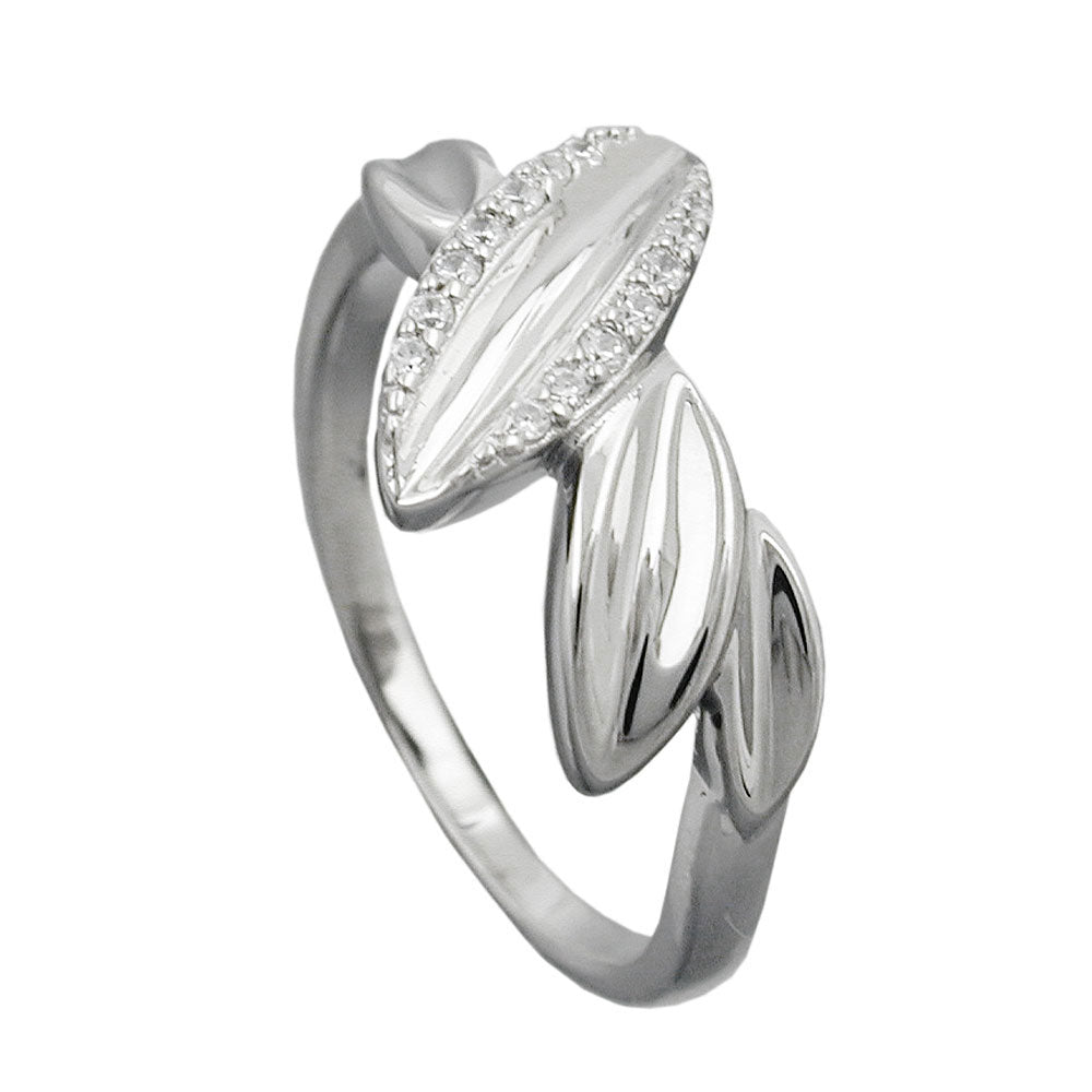Ring 11 mm mit Zirkonia glänzend rhodiniert aus 925er Silber