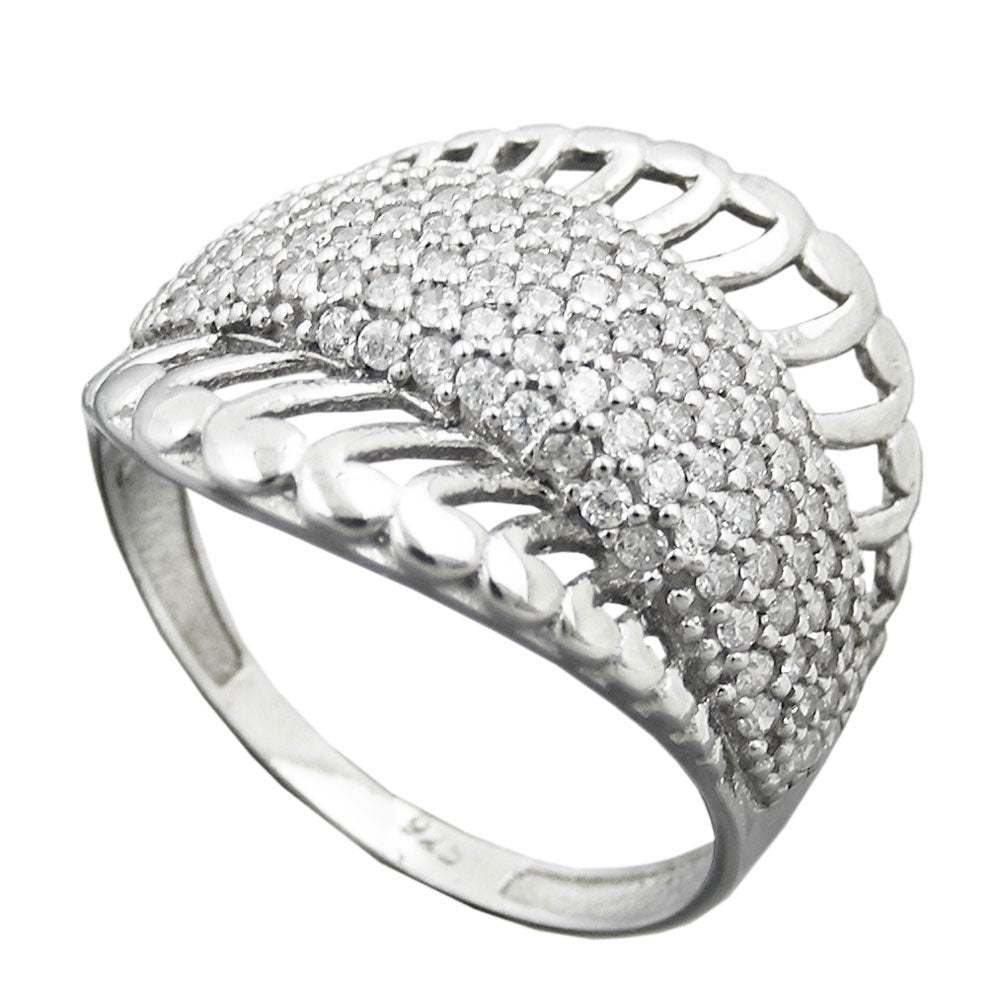 Ring mit vielen Zirkonia glänzend rhodiniert aus 925er Silber