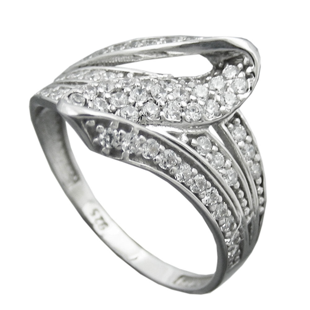 Ring mit vielen Zirkonia glänzend rhodiniert aus 925er Silber