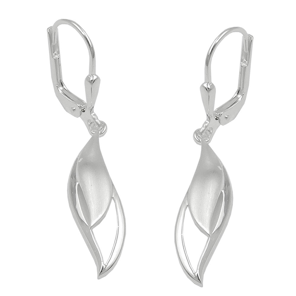Ohrbrisur Ohrhänger Ohrringe Tropfen matt-glänzend aus 925er Silber, 37 × 7 mm