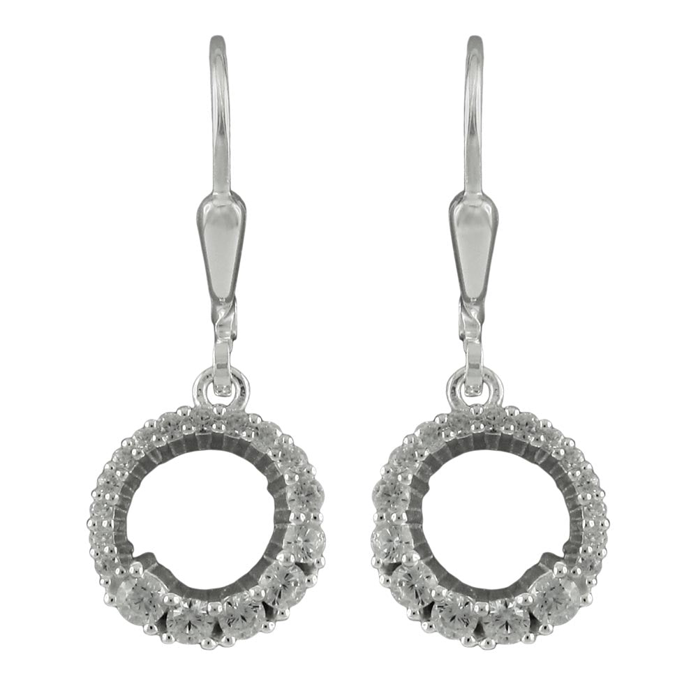 Ohrbrisur Ohrhänger Ohrringe Kreis mit Zirkonia aus 925er Silber, 26 × 10 mm