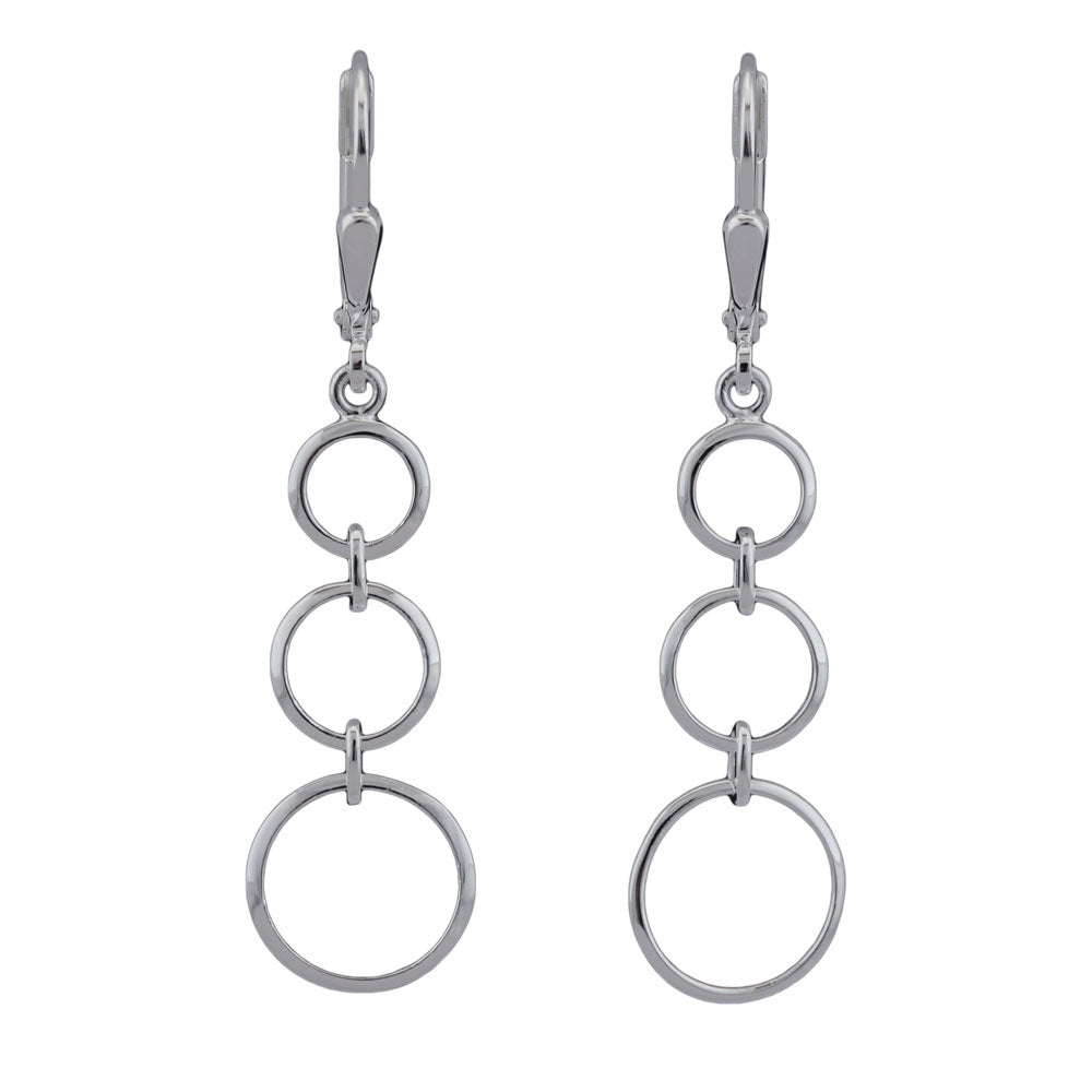 Ohrbrisur Ohrhänger Ohrringe 3 kleine Ringe aus 925er Silber, 42 × 10 mm