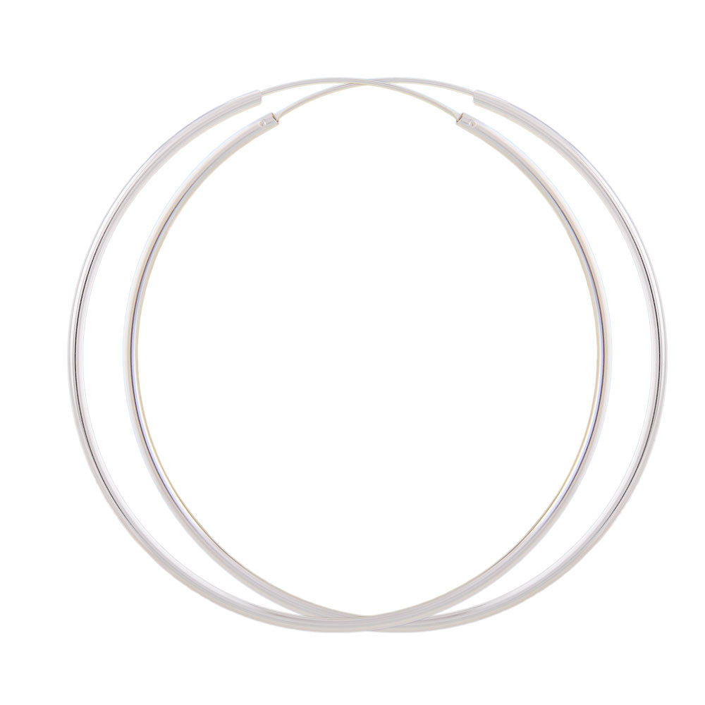 Creole Drahtcreole mit Steckverschluss glänzend aus 925er Silber, 70 × 2 mm