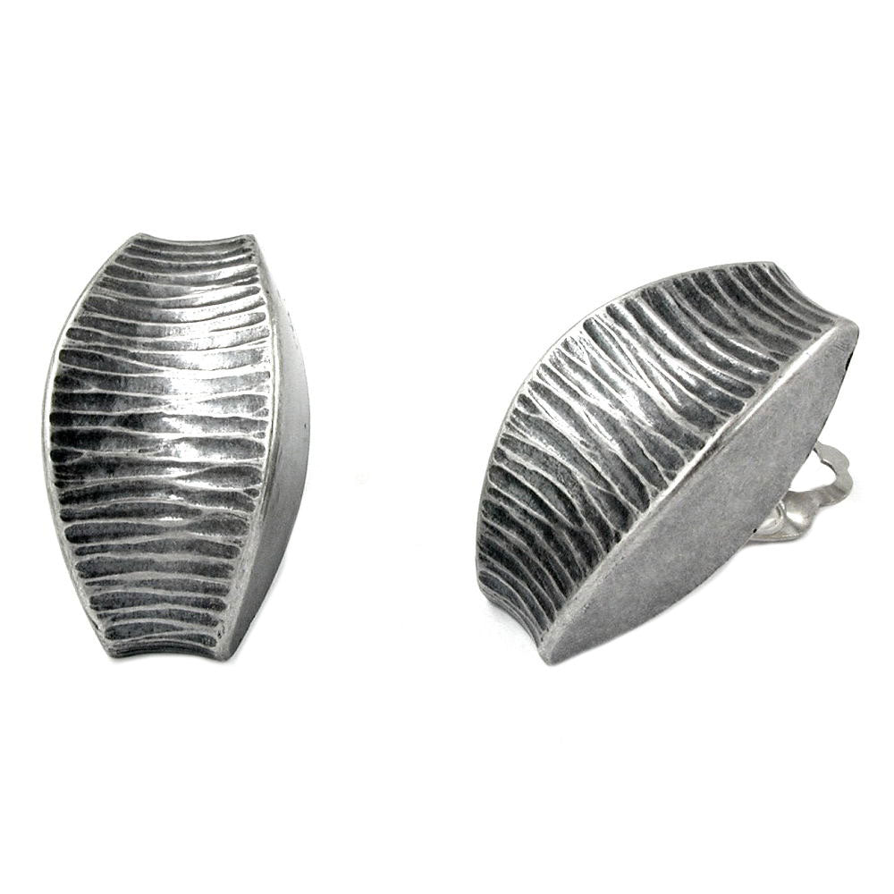 Clip, Trapez gewölbt, altsilber-gerillt