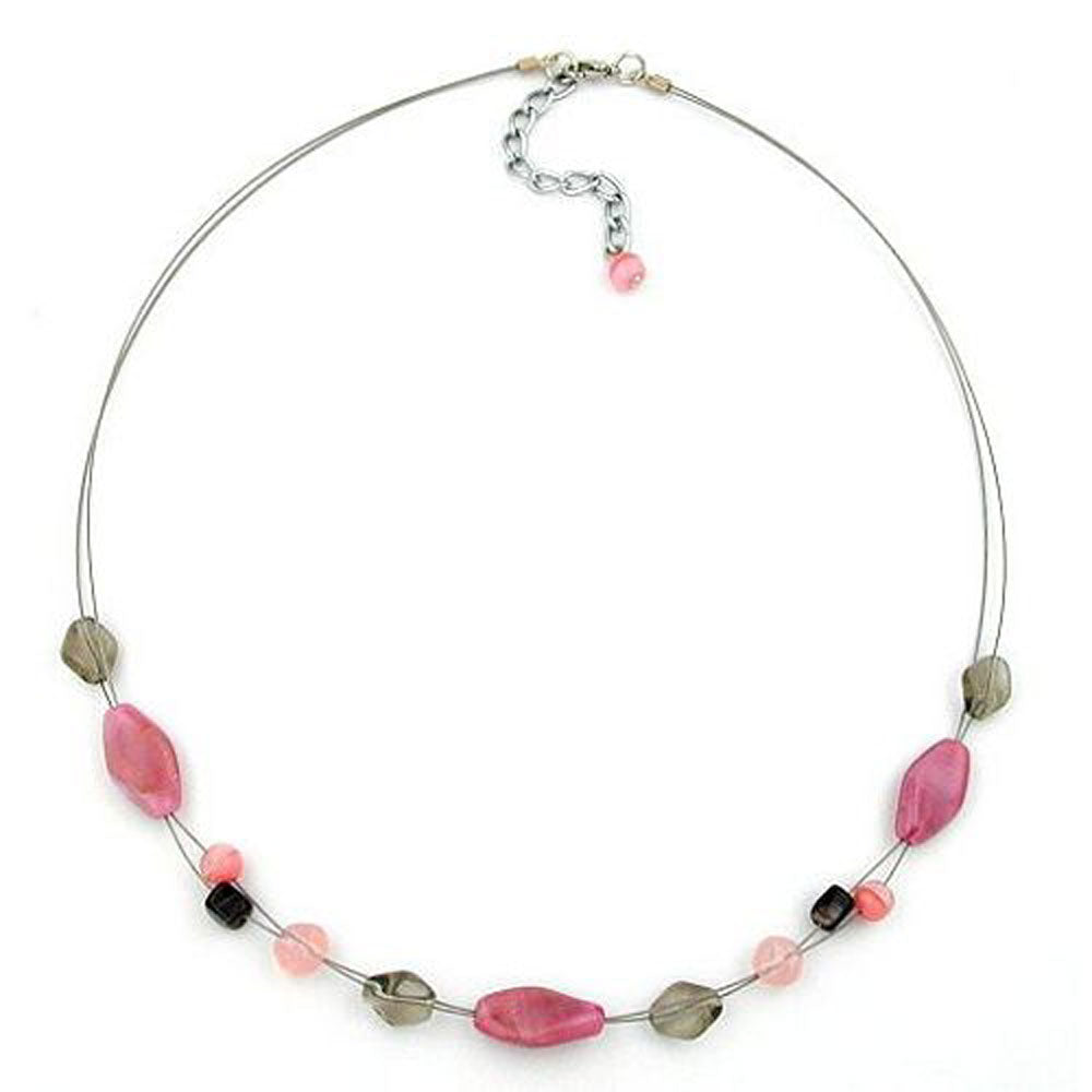 Kette Drahtkette mit bunten Glasperlen verschiedene Farben verschiedene Längen