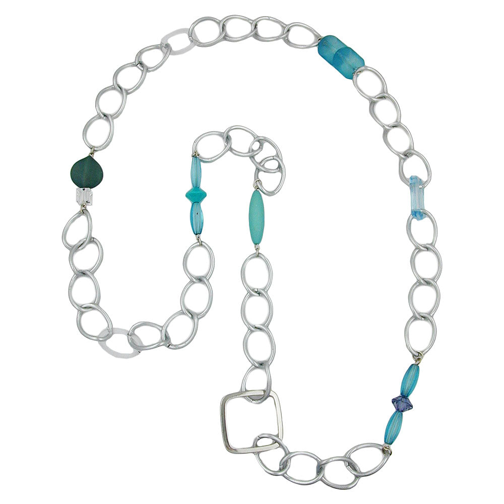 Kette, Weitpanzer, Perlen verschiedene Farben