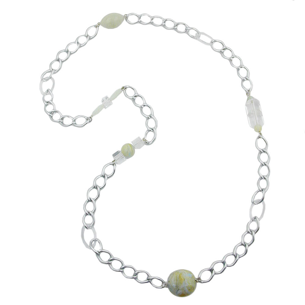 Kette Kunststoffperlen mint-verschiedene Farben Weitpanzerkette Aluminium hellgrau verschiedene Längen