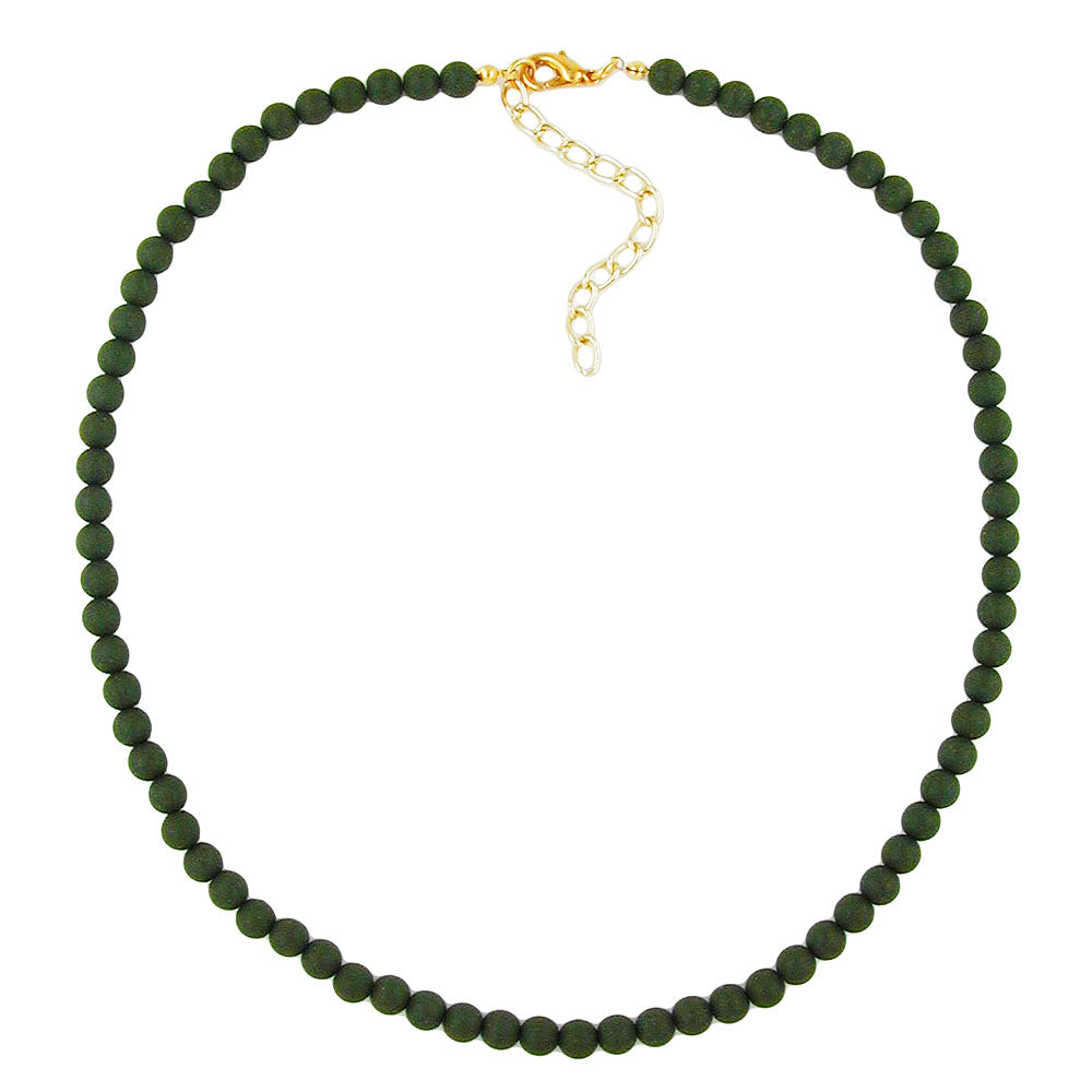 Kette, 6mm Perlen, olivmatt