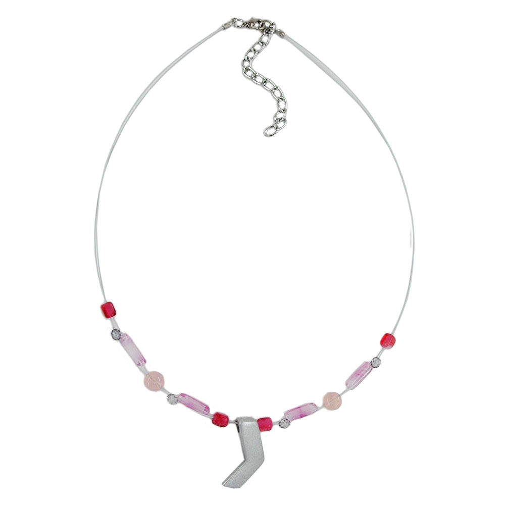 Kette Drahtkette mit Glasperlen verschiedene Farben verschiedene Farben-matt und Anhänger Zinnguss verschiedene Längen