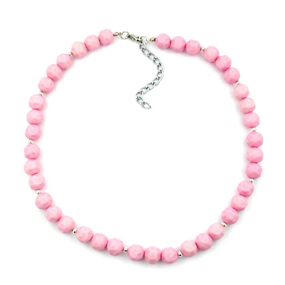 Kette, Barockperle verschiedene Farben, silberfarbig