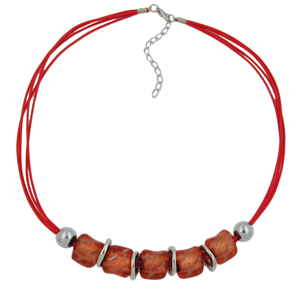 Kette 18mm Steinperle apricot-silbergrau-chrom Kunststoff verschiedene Längen