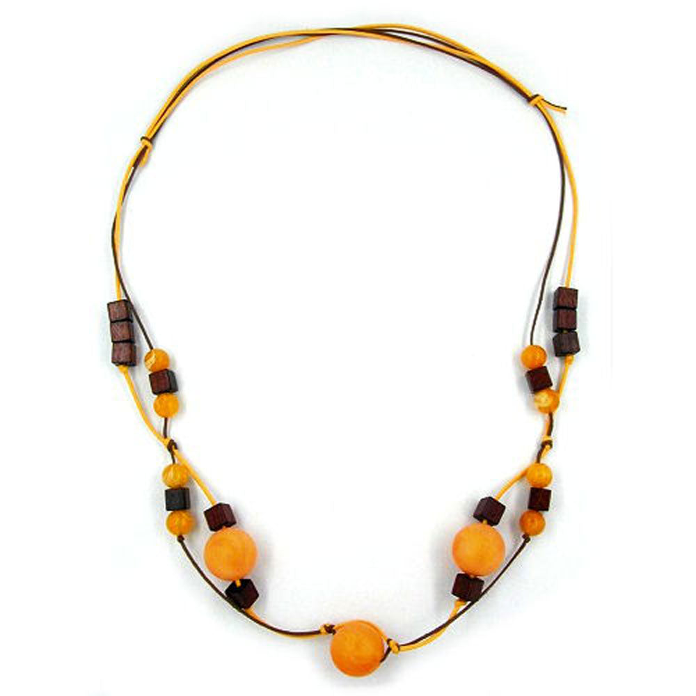 Kette, verschiedene Farben, Holzwürfel-dunkel