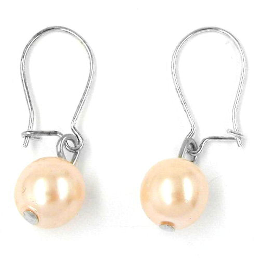 Ohrhaken, Glas, Perle apricot