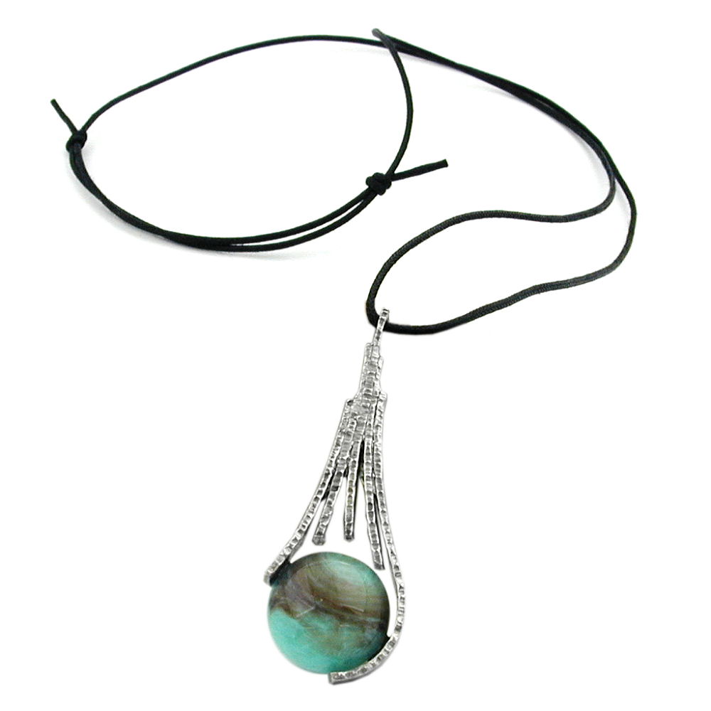 Kette, Anhänger Zinn, grünton