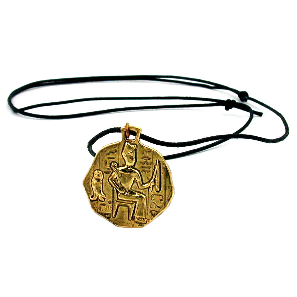 Kette, Plakette ägyptisch, altmessing