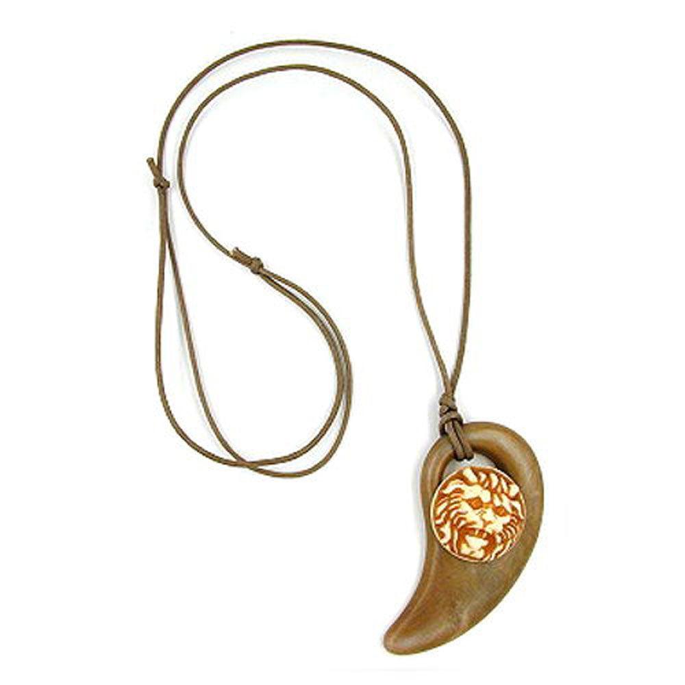 Kette, Anhänger Zahn/Löwenkopf, verschiedene Farben