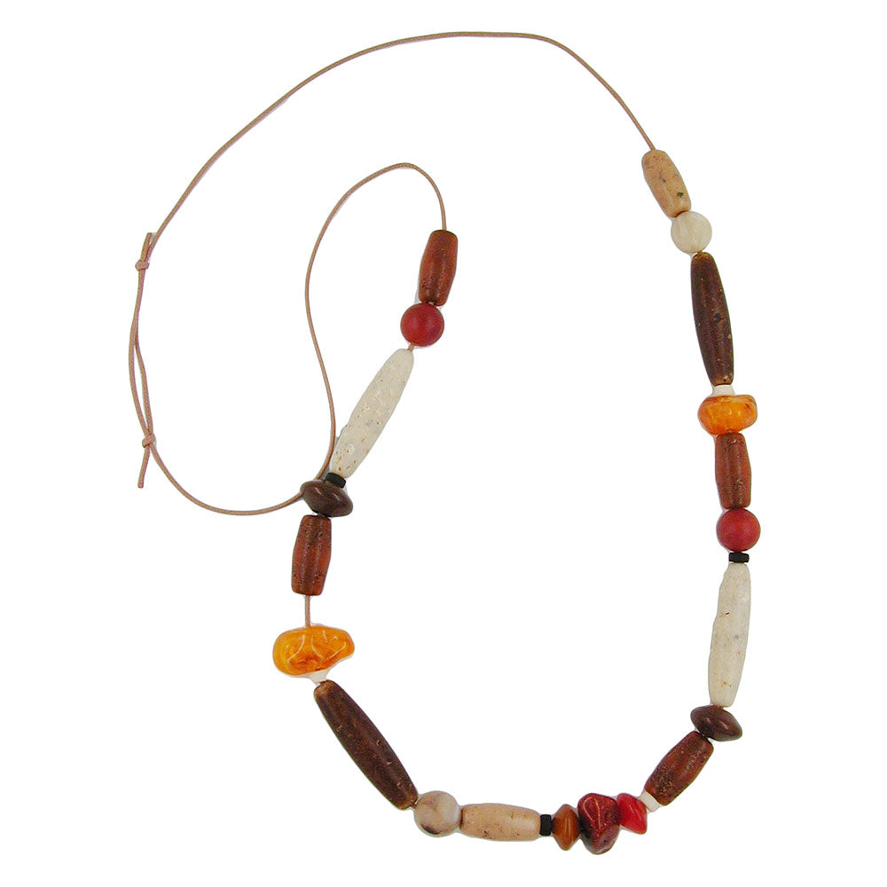 Kette Kordelkette Kunststoffperlen rostbraun-verschiedene Farben-bernsteinfarbig verschiedene Längen