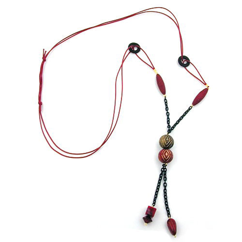 Kette, Gravurperle verschiedene Farben und verschiedene Farben