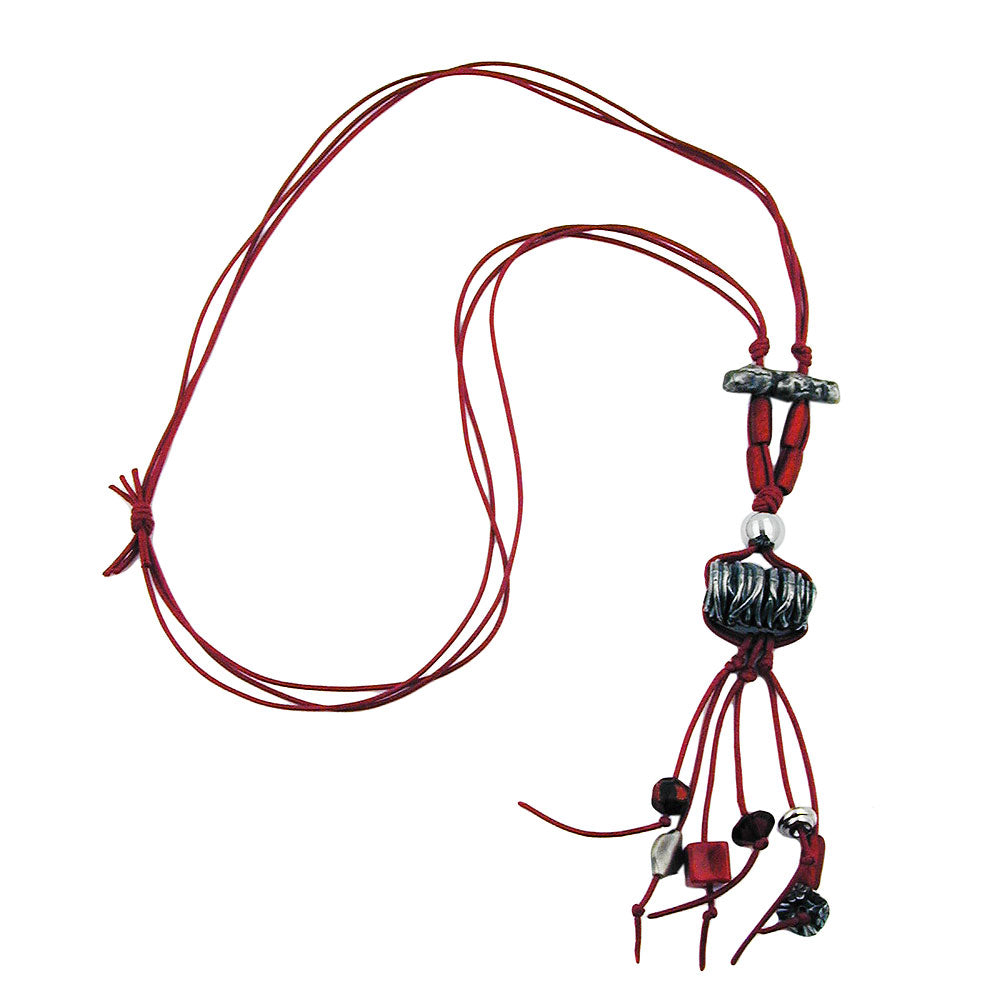 Kette, Netzperle altsilber-verschiedene Farben