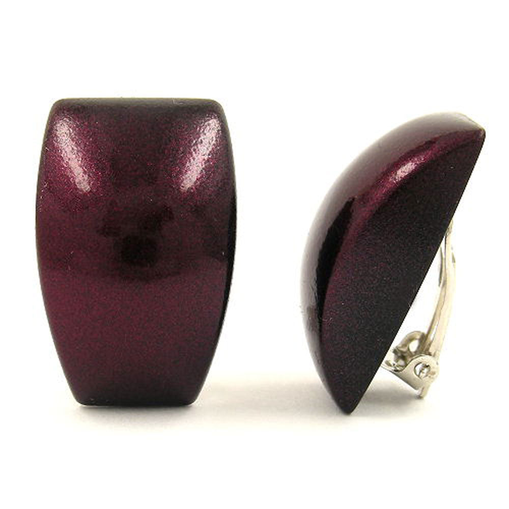 Clip Ohrring verschiedene Größen Trapez bordeaux metallic glänzend Kunststoff-Bouton