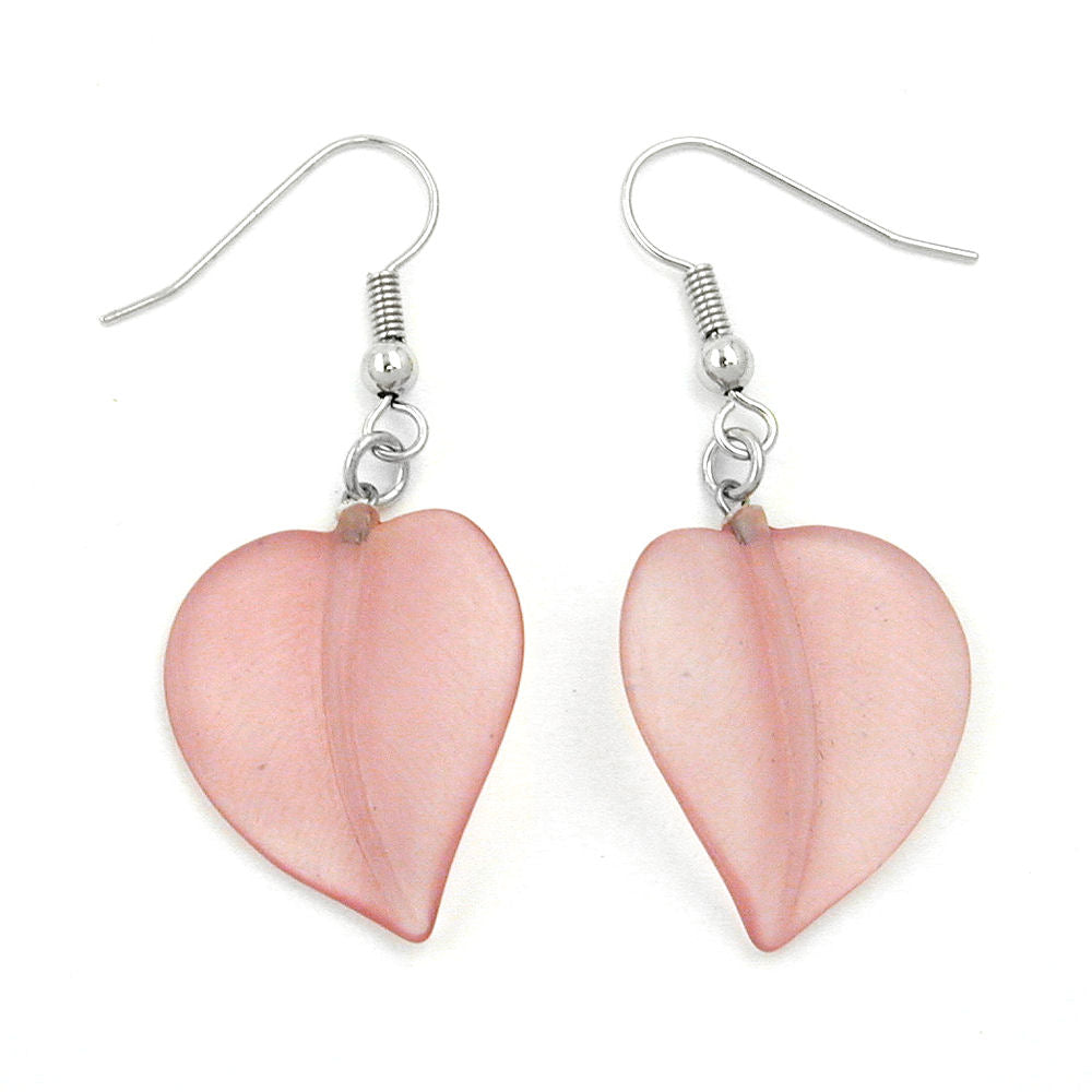 Ohrhaken Ohrhänger Ohrringe Blatt altrosa-matt