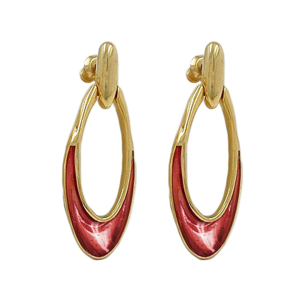 Ohrstecker Ohrhänger Ohrringe verschiedene Größen aus Metall mit Farbeinlage Messinglegierung rostbraun glänzend emailliert